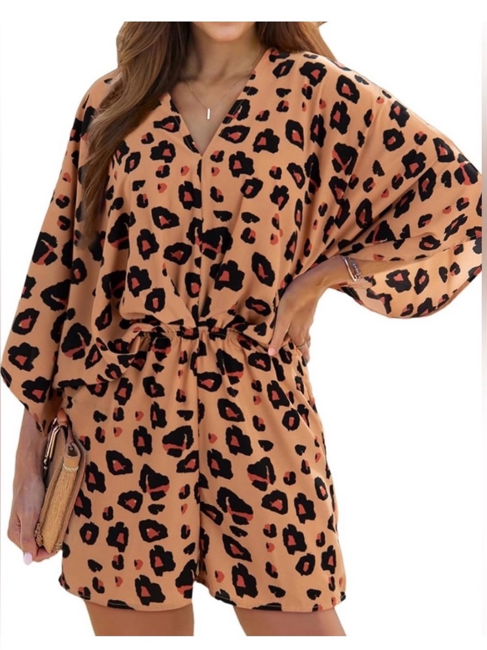 NWOT animal print Vneck romper size Xl